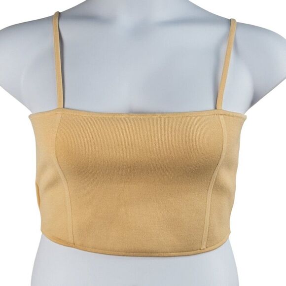 A.L.C. Large Winnie Yellow Bra Top RTR Viscose Ribbed Stretch Adj Straps - Picture 6 of 13